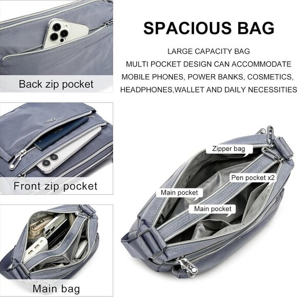 Casual Nylon Shoulder Bag For Women Waterproof Lightweight Crossbody Purse Hobo - Picture 4 of 6